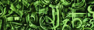 Prints of Abstract background with graffiti on the wall. Modern hipster banner in green with painting Contemporary Art Prints: Abstract Graffiti Print with Urban Art Background