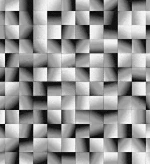 Ceramic Tile Design Prints: Abstract black and white geometric pattern composed of square tiles with gradient shadows