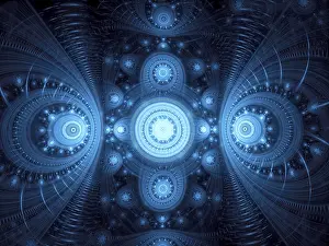 Abstract Fractal Art Prints: Abstract blue pattern computer-generated image