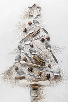 Abstract Christmas Tree Prints: Abstract christmas tree made with tableware