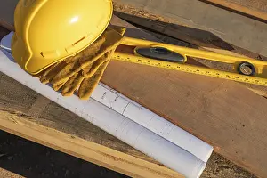 Residential Construction Site Prints: Abstract of constrcution hard hat