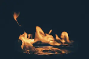 Arizona Desert Landscape Prints: Abstract fire flames black backdrop