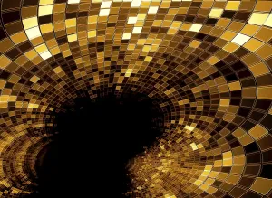 Deserted Fractal Landscape Prints: Abstract golden background with copy space - computer-generated image