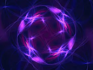 Fractal Art Prints: Abstract neon glowing disk - computer-generated image