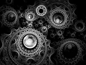 Abstract Fractal Background Prints: Abstract ornate halftone background - computer-generated image