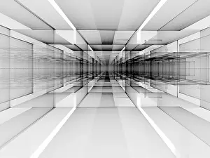 Abstract Tech Background Prints: Abstract perspective technology background - computer-generated image