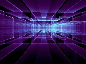Abstract Tech Background Prints: Abstract perspective technology background - computer-generated image