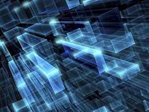 Fractal Geometry Design Prints: Abstract tech background - computer-generated image