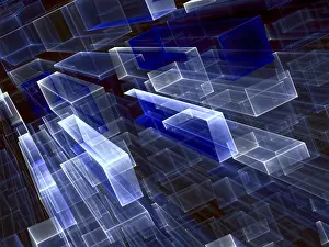 Fractal Geometry Design Prints: Abstract tech background - computer-generated image