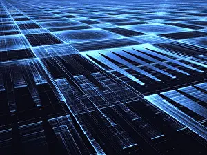 Digital Art Illustration Prints: Abstract tech style background - computer-generated 3d illustration