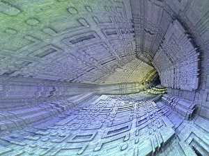 Fractal Background Prints: Abstract tech style background - computer-generated fractal