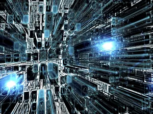 Abstract Technology Background Prints: Abstract technology background - computer-generated 3d illustration