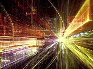 Virtual Reality Concept Image Prints: Abstract technology perspective background - computer-generated 3d illustration