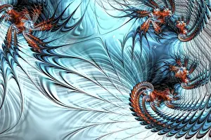 Fractal Geometry Design Prints: Abstract wavy background - computer-generated image