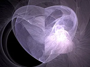 Romantic Abstract Image Prints: Abstract wavy heart computer-generated image