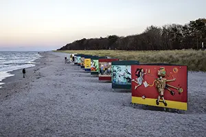 German Nature Reserve Photos Prints: Advertising posters on the beach in Zingst