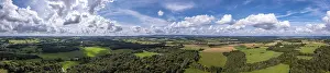Thuringia Aerial View Prints: Aerial view, forest and fields, Thuringia, Germany