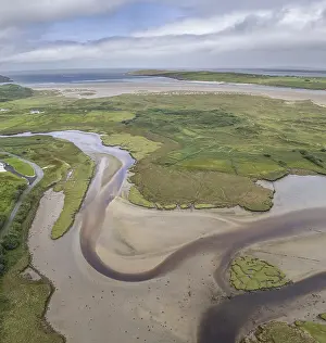 Ireland Prints: Aerial View of River Structures Print, Inishkeel, Ireland