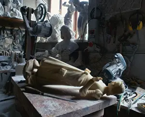 Prints of Alabaster workshop, figures of alabaster, Volterra, Tuscany, Italy Volterra Prints: Alabaster Workshop Print, Volterra, Tuscany