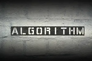 White Brick Wall Stencil Art Prints: Algorithm stencil print on the grunge white brick wall