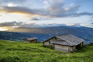 Swiss Mountain Landscape Prints: Alpine huts and alpine meadows
