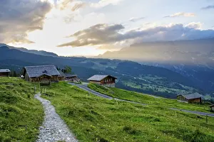 Bernese Oberland Switzerland Prints: Alpine huts and alpine meadows
