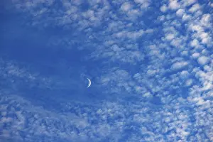 Upper Austria Weather Prints: Altocumulus clouds with crescent moon