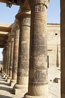 Historic North African Landmarks Prints: Ancient columns in the temple complex of Philae