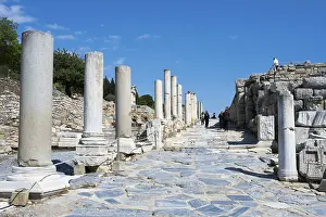 Archaeological Site Prints: Ancient Roman road with column-lined path