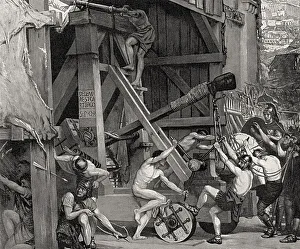 Medieval City Walls Prints: Ancient Roman siege engine