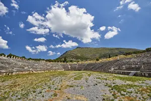 Archaeological Site Messini Prints: Ancient stadium with many rows of seats