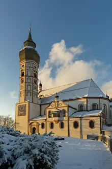 Bavarian Monastery Complex Prints: Andechs Monastery in winter, sunset