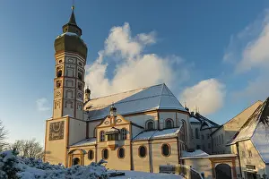 Upper Bavaria Monastery Prints: Andechs Monastery in winter, sunset