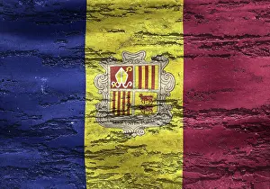 Prints of Andorra flag - realistic waving fabric flag Andorra Prints: Andorra Flag Realistic Waving Fabric Print