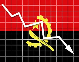 Prints of The Angolan flag and arrow graph going down Related Prints: Angolan Flag and Arrow Graph Print