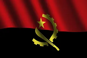 Prints of The Angolan flag flying in the wind Related Prints: The Angolan Flag Flying in the Wind Print