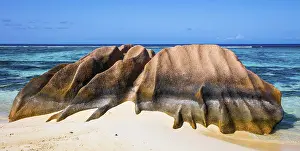 Granite Rock Beach Prints: Anse Source d'Argent, granite rock beach