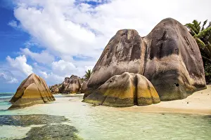 Granite Rock Beach Prints: Anse Source d'Argent, granite rock beach