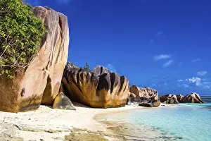 Granite Rock Beach Prints: Anse Source d'Argent, granite rock beach