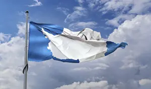 Prints of Antarctica flag - realistic waving fabric flag Andorra Prints: Antarctica Flag Print - Realistic Waving Fabric Design