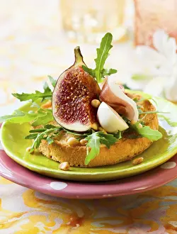 Meat And Cheese Platter Prints: Appetizer with fig and ham