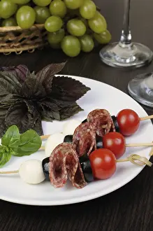 Appetizing Food Photography Prints: Appetizer of salami with mozzarella