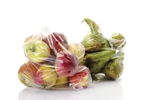 Fresh Fruit Prints: Apples and pears in a plastic bag