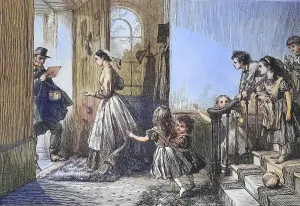 Restored Historical Image Prints: The arrival of the postman at the chateau