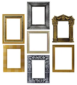 Deserted Room Decor Prints: Assembly of various photo frames