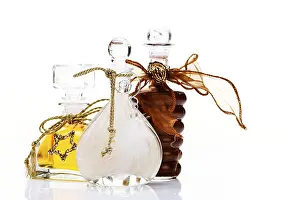 Cosmetic Product Assortment Prints: Assorted bath oils