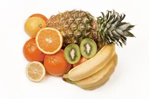 Fruity Still Life Photos Prints: Assorted fruit, pineapple, kiwi fruit