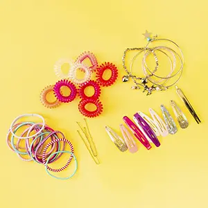 Cosmetic Product Display Prints: Assorted hair accessories