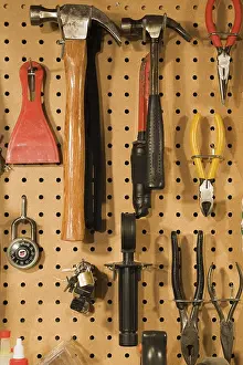 Quebec Canada Studio Shot Prints: Assorted hand tools that include a small and medium hammer