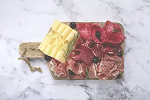 Italian Breakfast Platter Prints: Assorted meat, appetizer, prosciutto
